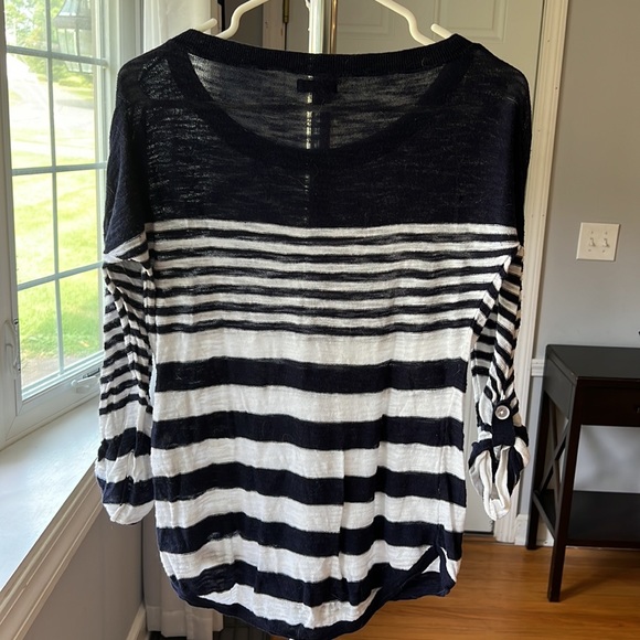 Navy and white striped sweater from express. Size small. - Picture 2 of 6